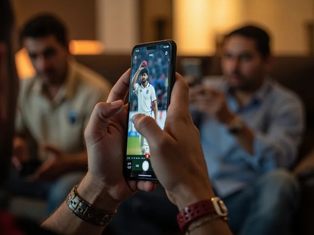 Diverse Indian cricket fans playing fantasy app together