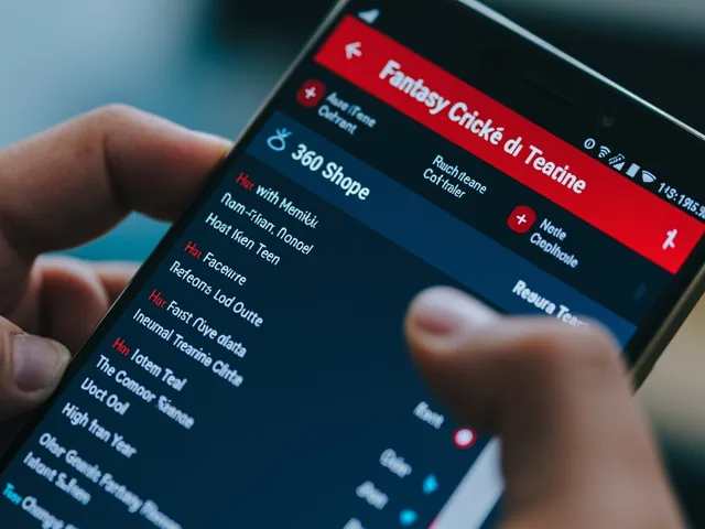 Smartphone showing fantasy cricket team lineup interface
